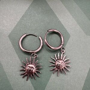 Silver Sun Hoop Earrings